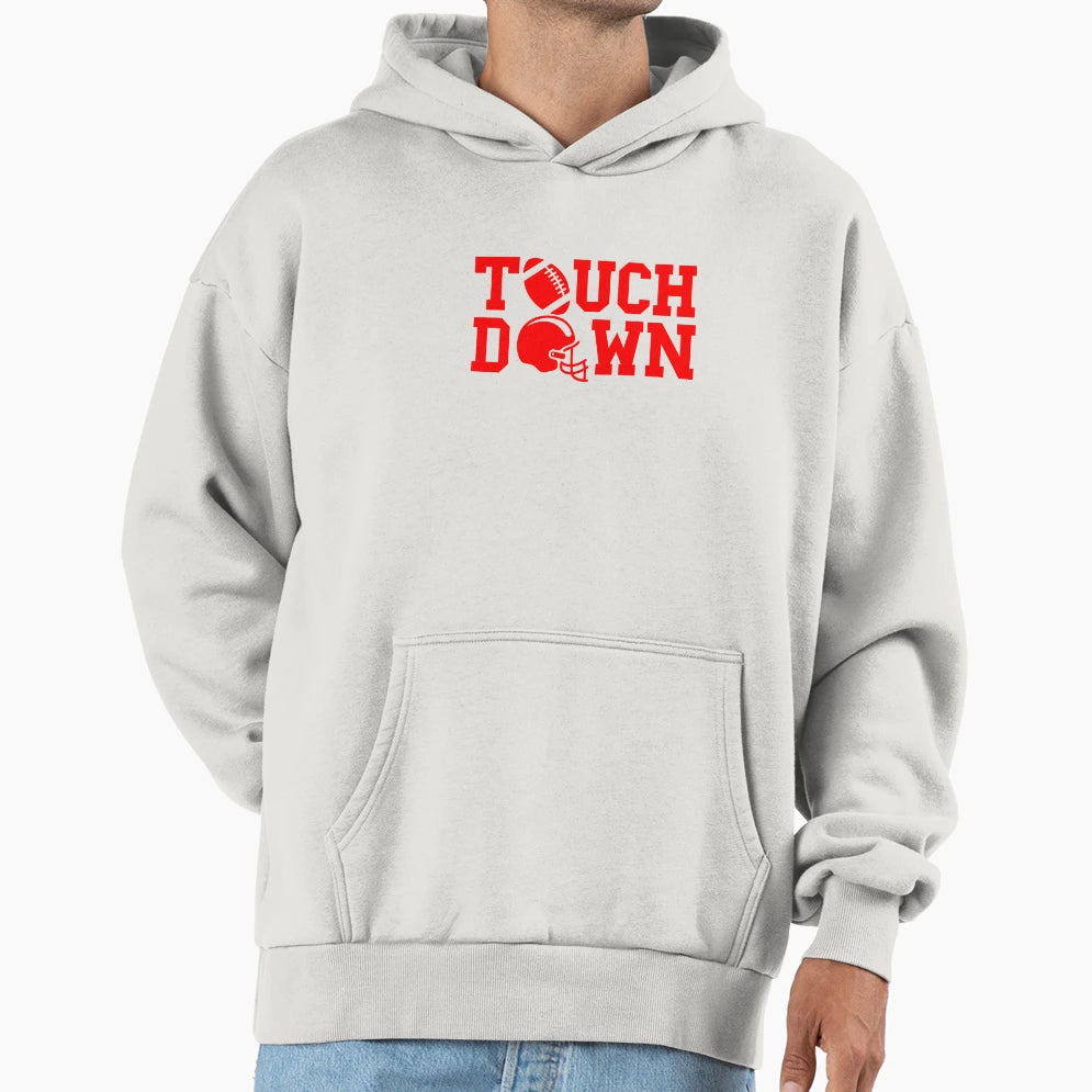 Red Football Touchdown Sports Hoodie - Novelty Apparel for Adults - T-Shirt, Sweatshirt, Hoodie