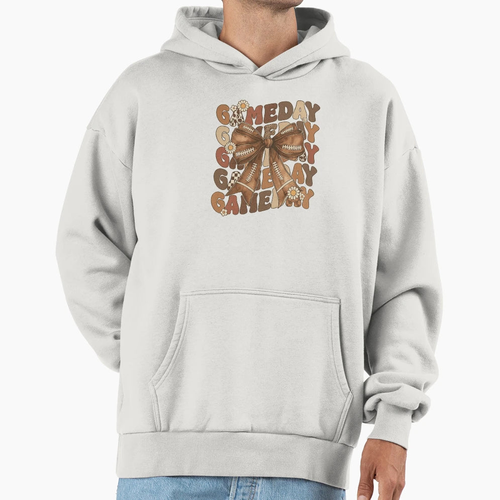 Gameday Bow Floral And Football Accents Hoodie - Graphic Print Unisex - T-Shirt, Sweatshirt, Hoodie