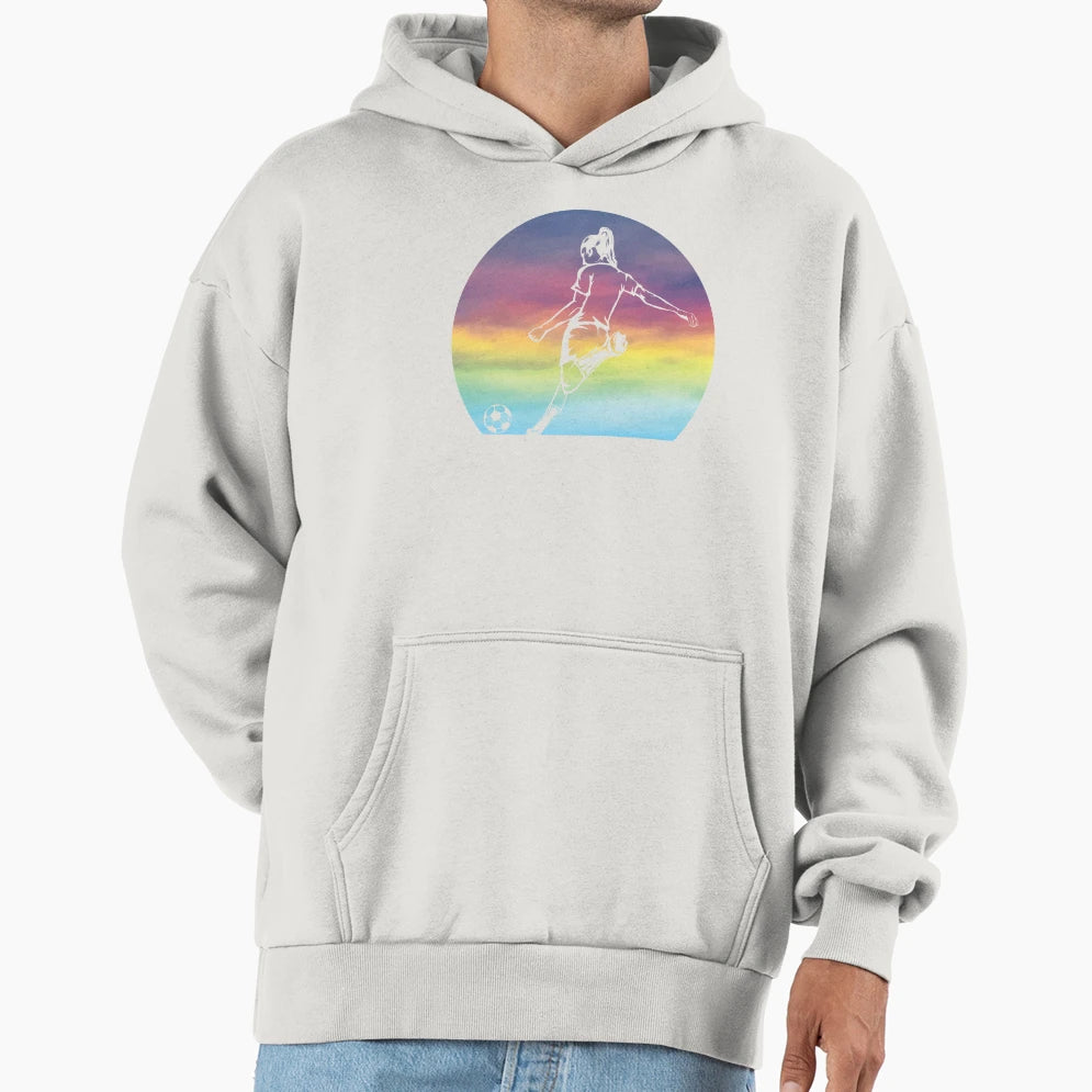 Womens Soccer Silhouette Sunset Hoodie - Casual Everyday Wear Unisex - T-Shirt, Sweatshirt, Hoodie