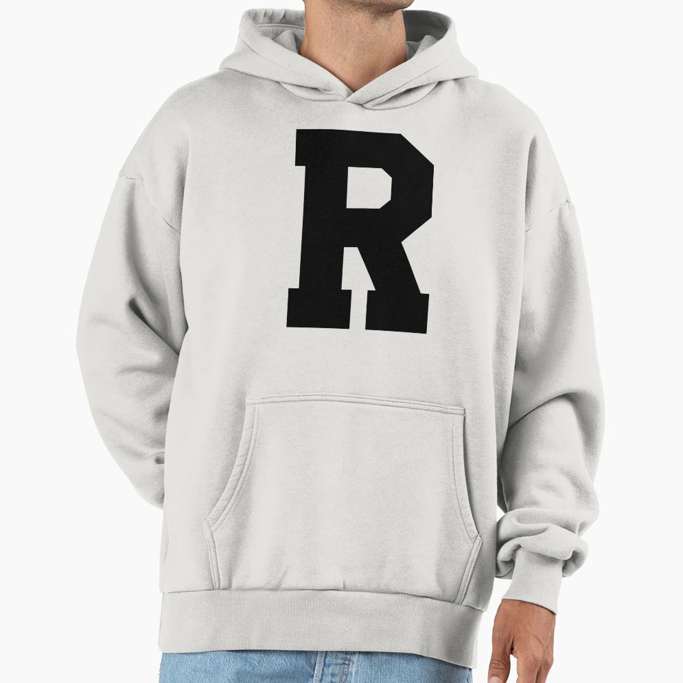 Alphabet Black R Sports Letter R Hoodie - Novelty Apparel for Adults - T-Shirt, Sweatshirt, Hoodie
