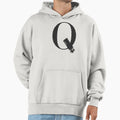 Letter Q Black White 1 Hoodie - Minimalist Print Men Women - T-Shirt, Sweatshirt, Hoodie