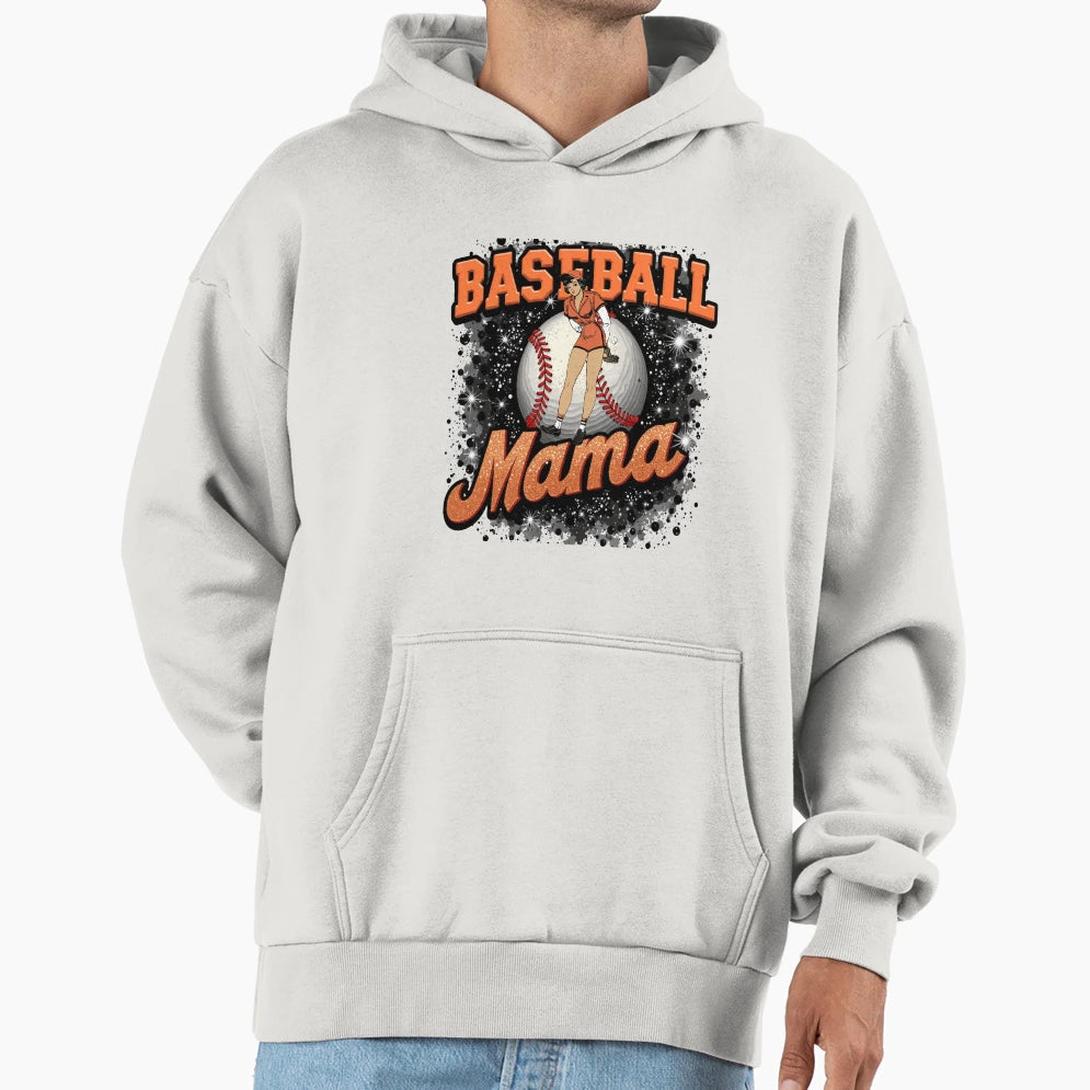 Baseball Mama Hoodie - Casual Everyday Wear Men Women - T-Shirt, Sweatshirt, Hoodie