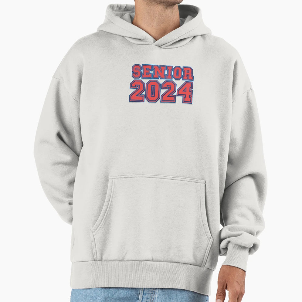 Red Tipography Senior 2024 Sport Old Hoodie - Streetwear Style Unisex - T-Shirt, Sweatshirt, Hoodie