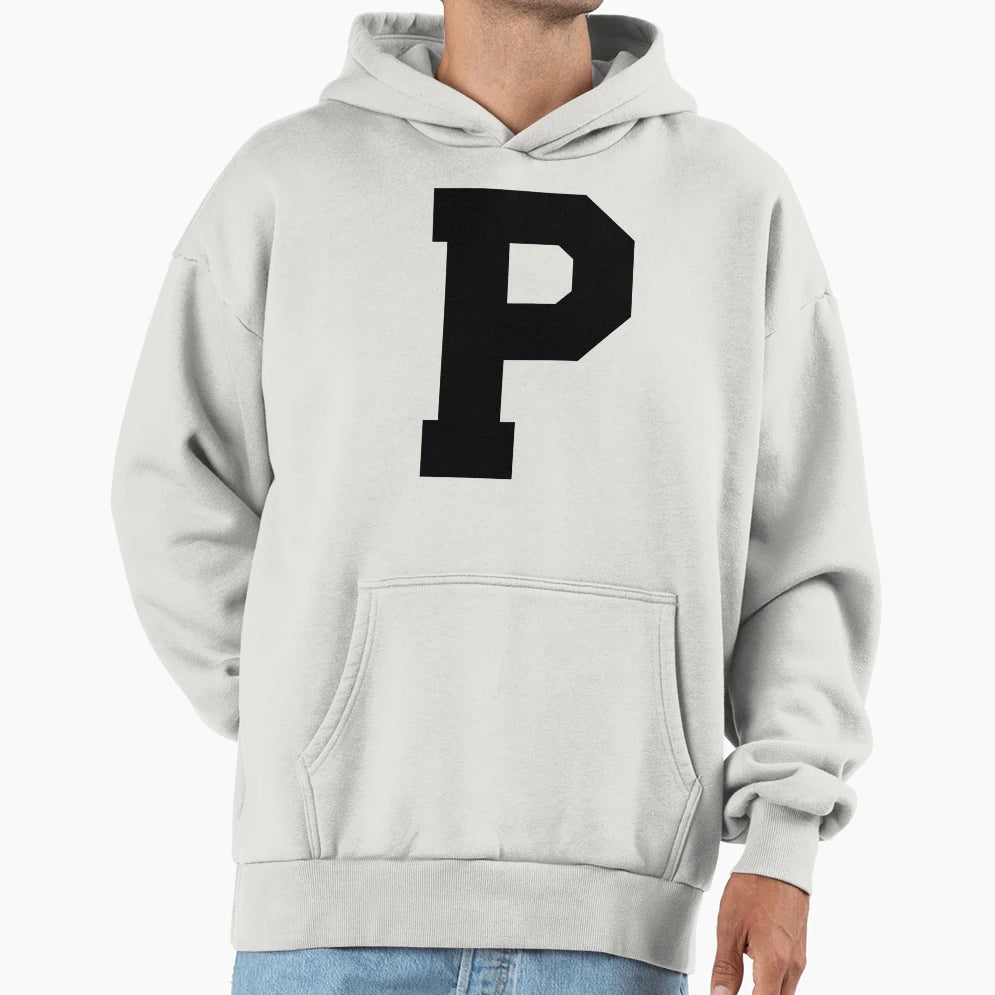 Alphabet Black P Sports Letter P Hoodie - Unique Graphic Men Women - T-Shirt, Sweatshirt, Hoodie