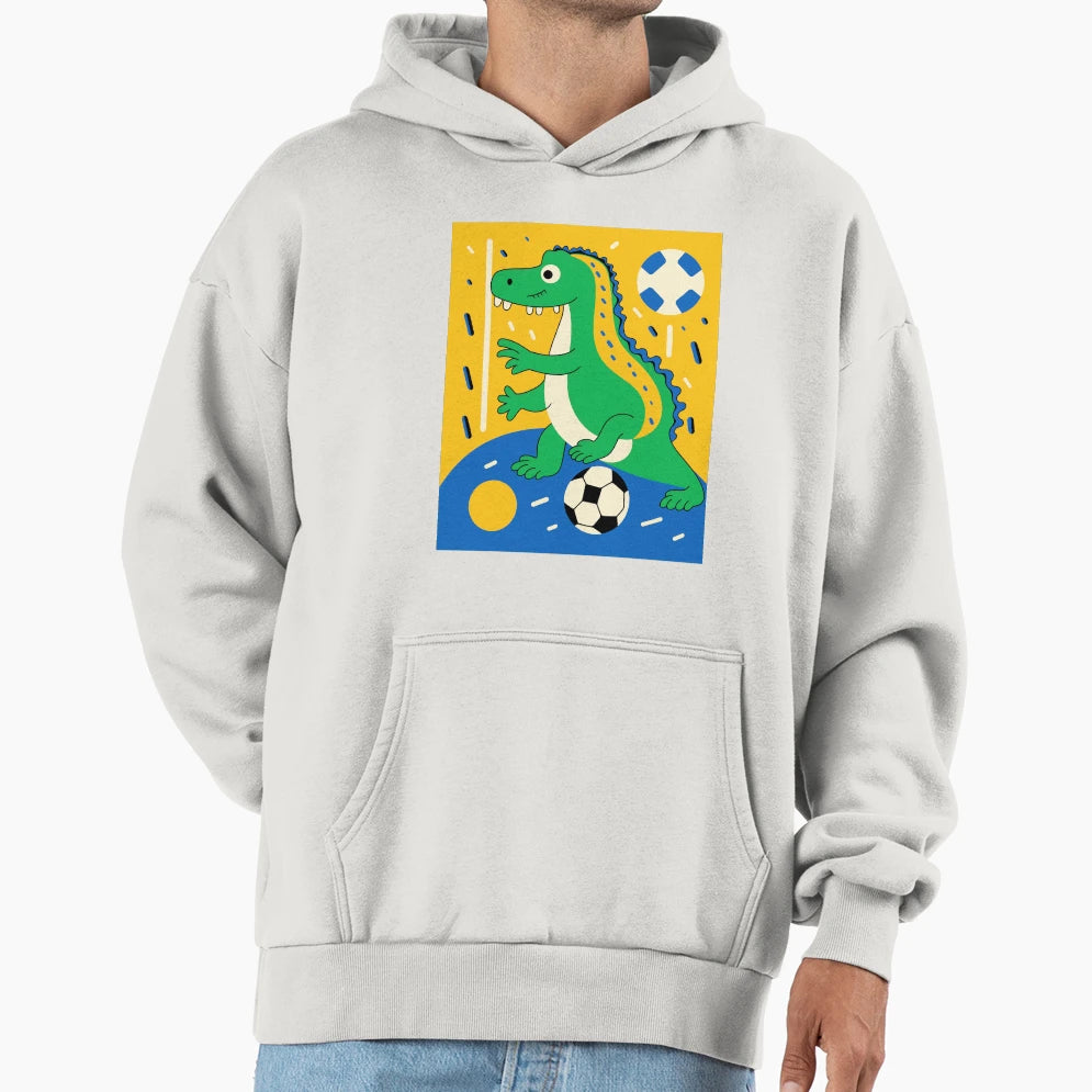 Soccer Dino Hoodie - Unique Graphic Unisex - T-Shirt, Sweatshirt, Hoodie