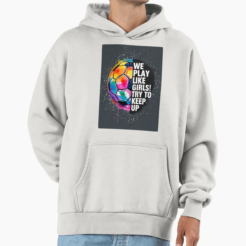 Colorful Soccer Ball Text Hoodie - Graphic Print for Adults - T-Shirt, Sweatshirt, Hoodie