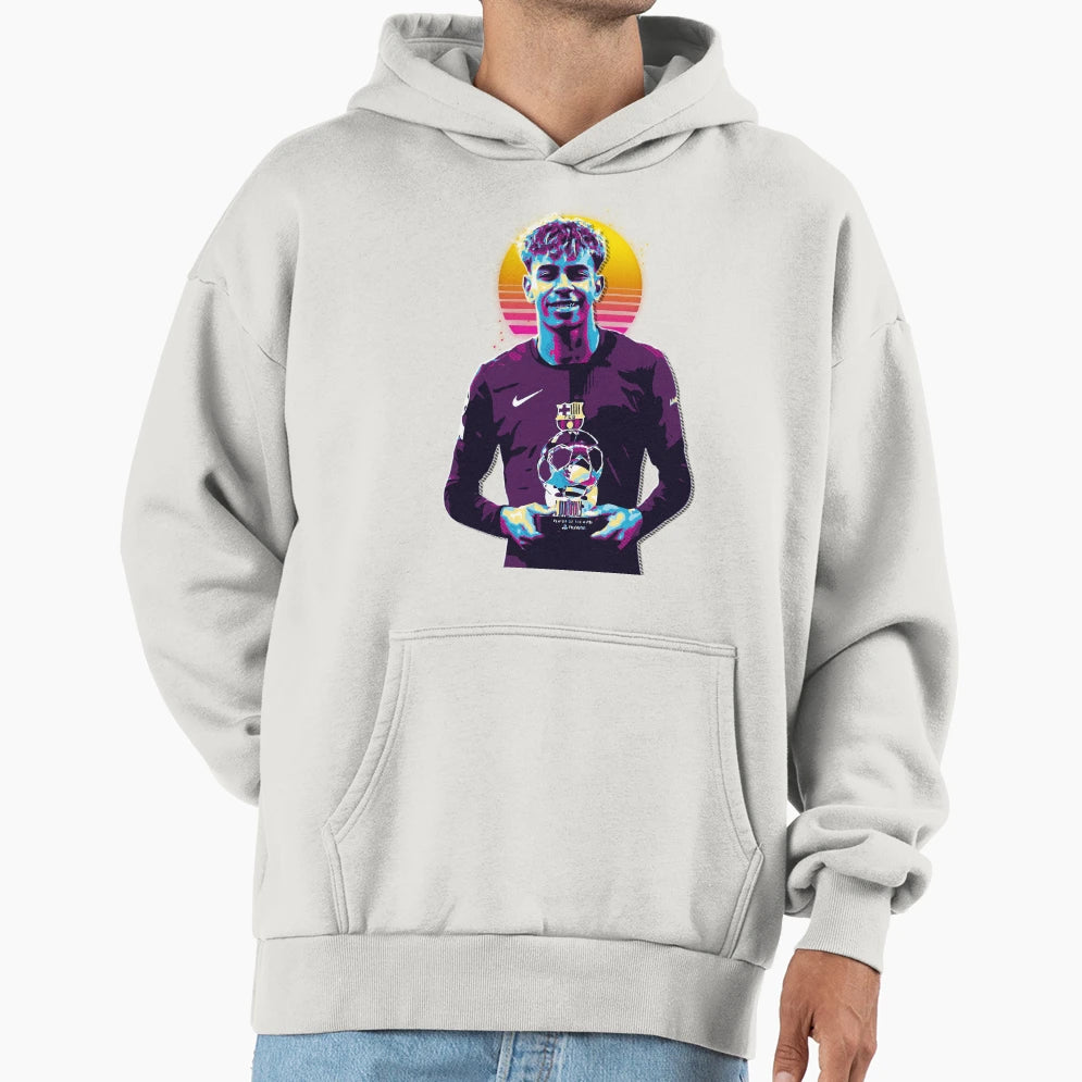 Lamine Yamal Holding Trophy Hoodie - Graphic Print for Adults - T-Shirt, Sweatshirt, Hoodie