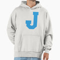 Alphabet Blue J Sports Letter J Hoodie - Minimalist Print for Adults - T-Shirt, Sweatshirt, Hoodie