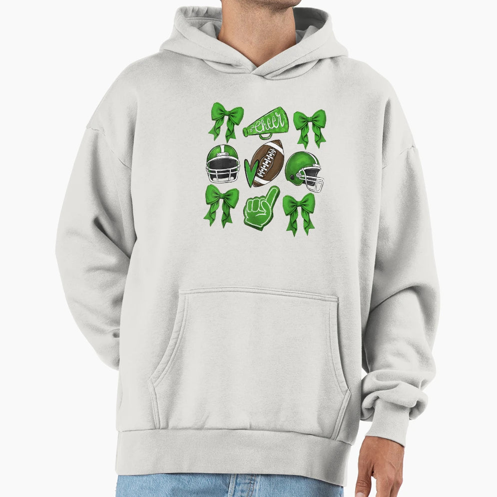 Football Coquette Bow Football Mom Game Hoodie - Graphic Print Men Women - T-Shirt, Sweatshirt, Hoodie
