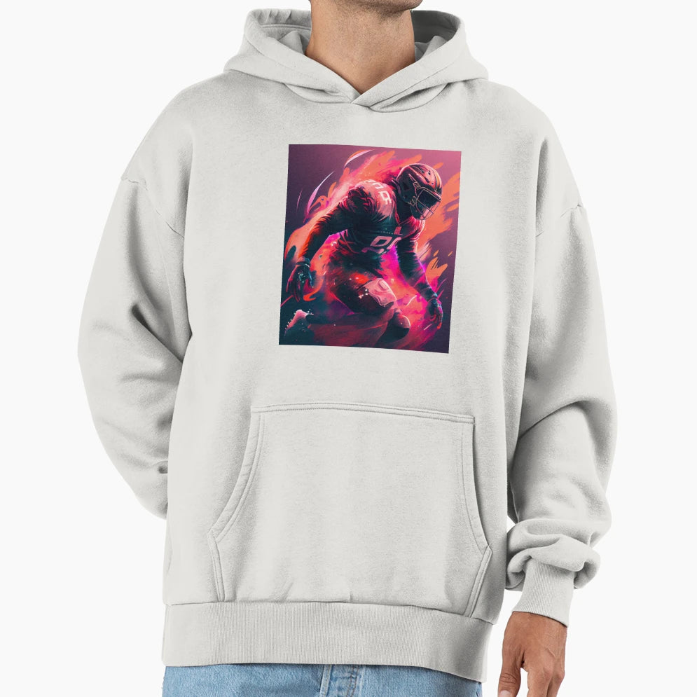 All Fired Up Charging American Football Hoodie - Fun Novelty Design Unisex - T-Shirt, Sweatshirt, Hoodie