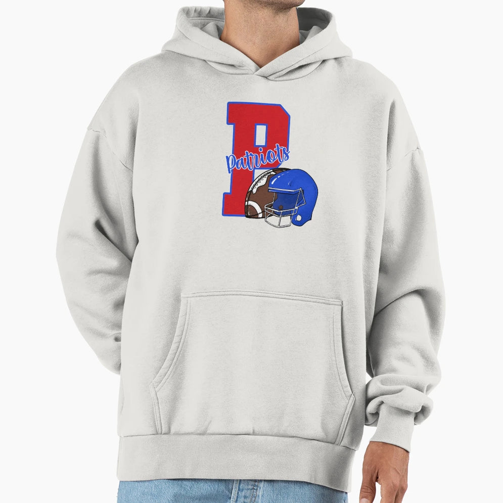 Patriots Football And Helmet Hoodie - Fun Novelty Design for Adults - T-Shirt, Sweatshirt, Hoodie