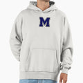 Silver And Navy Varsity Letter M Hoodie - Trendy Graphic for Adults - T-Shirt, Sweatshirt, Hoodie