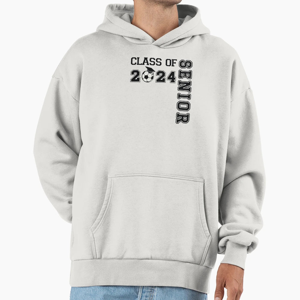 Class 2024 Senior Soccer Player Graduate Hoodie - Custom Art Print Unisex - T-Shirt, Sweatshirt, Hoodie