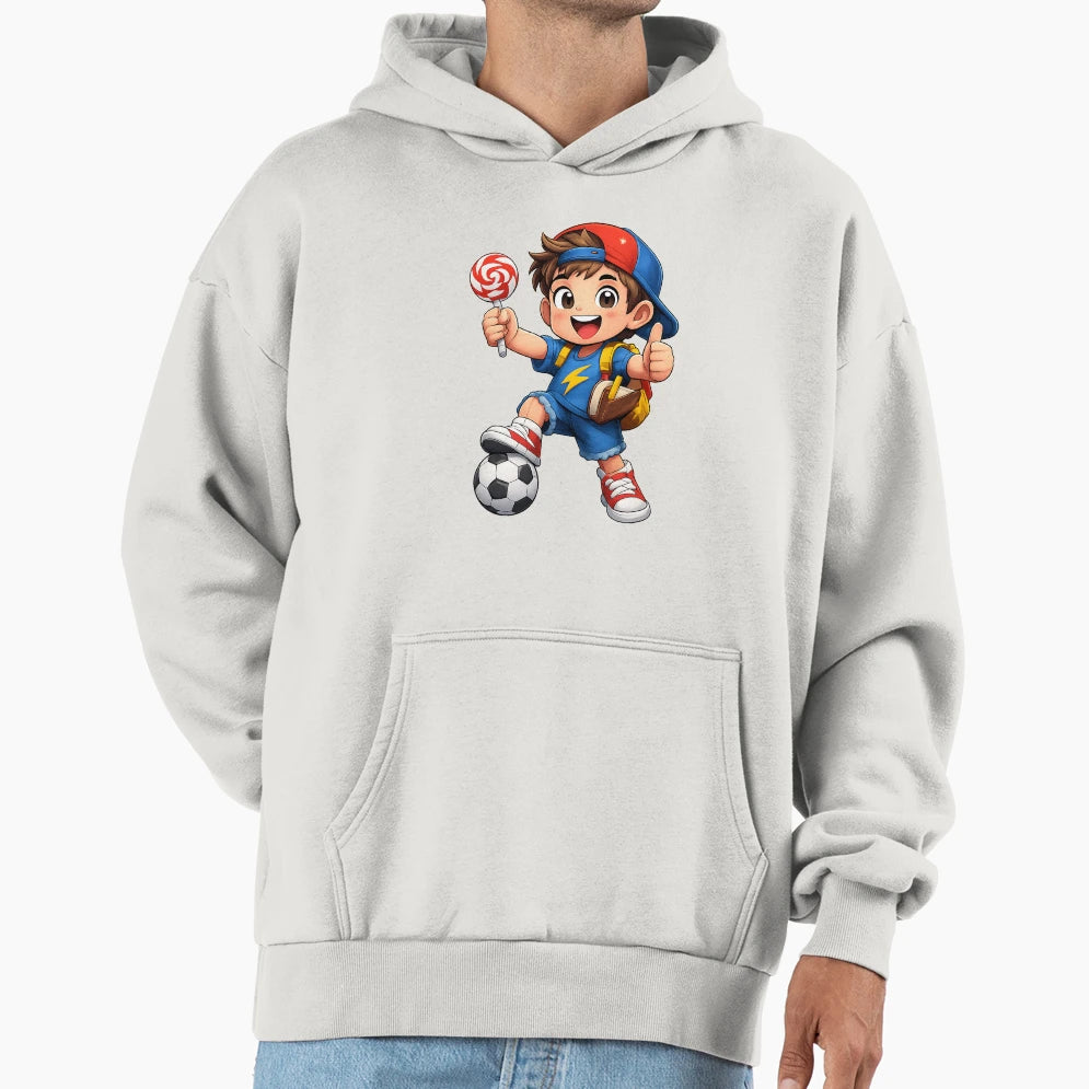 Excited Soccer And Lollipop Hoodie - Streetwear Style Men Women - T-Shirt, Sweatshirt, Hoodie