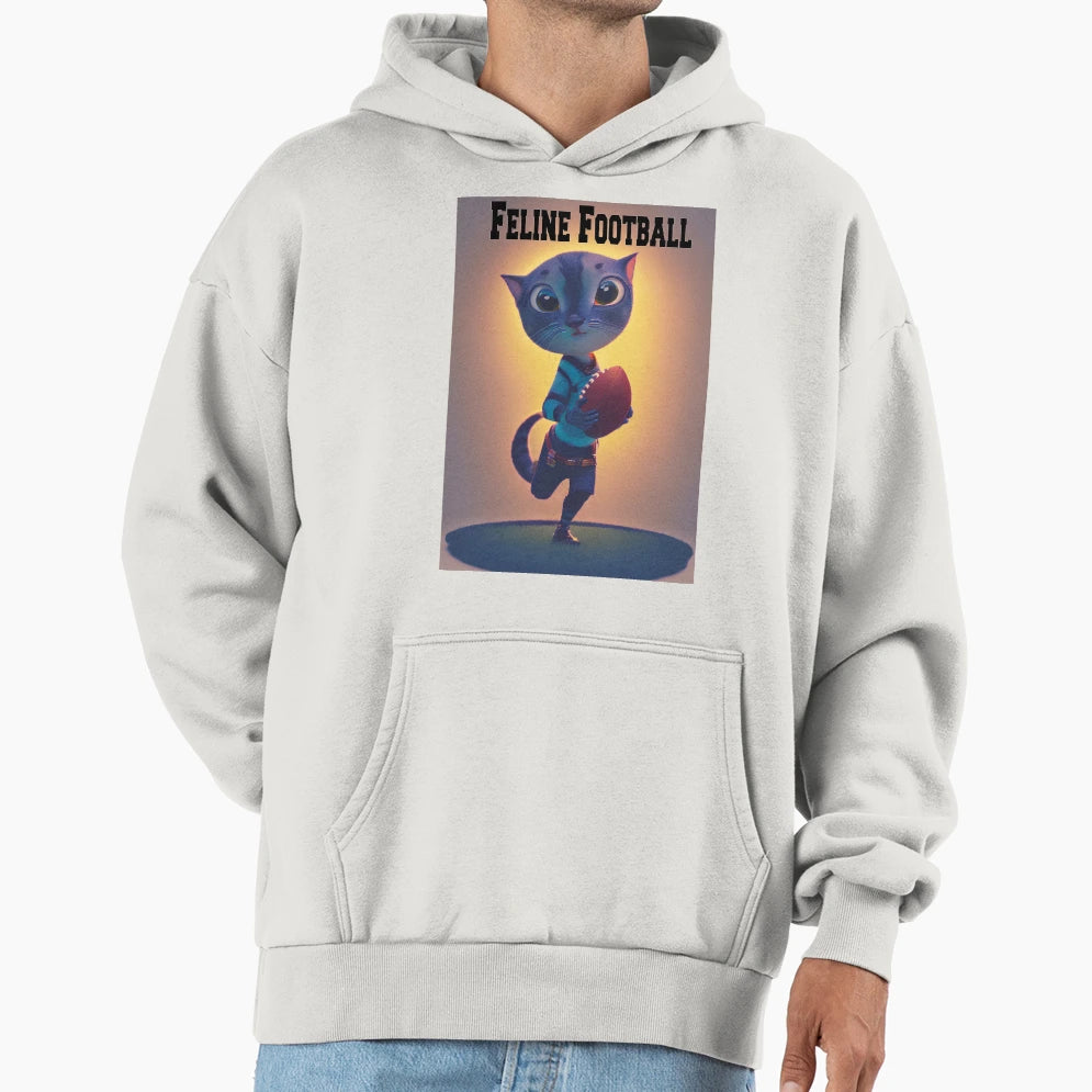 Feline Football Hoodie - Fun Novelty Design Unisex - T-Shirt, Sweatshirt, Hoodie