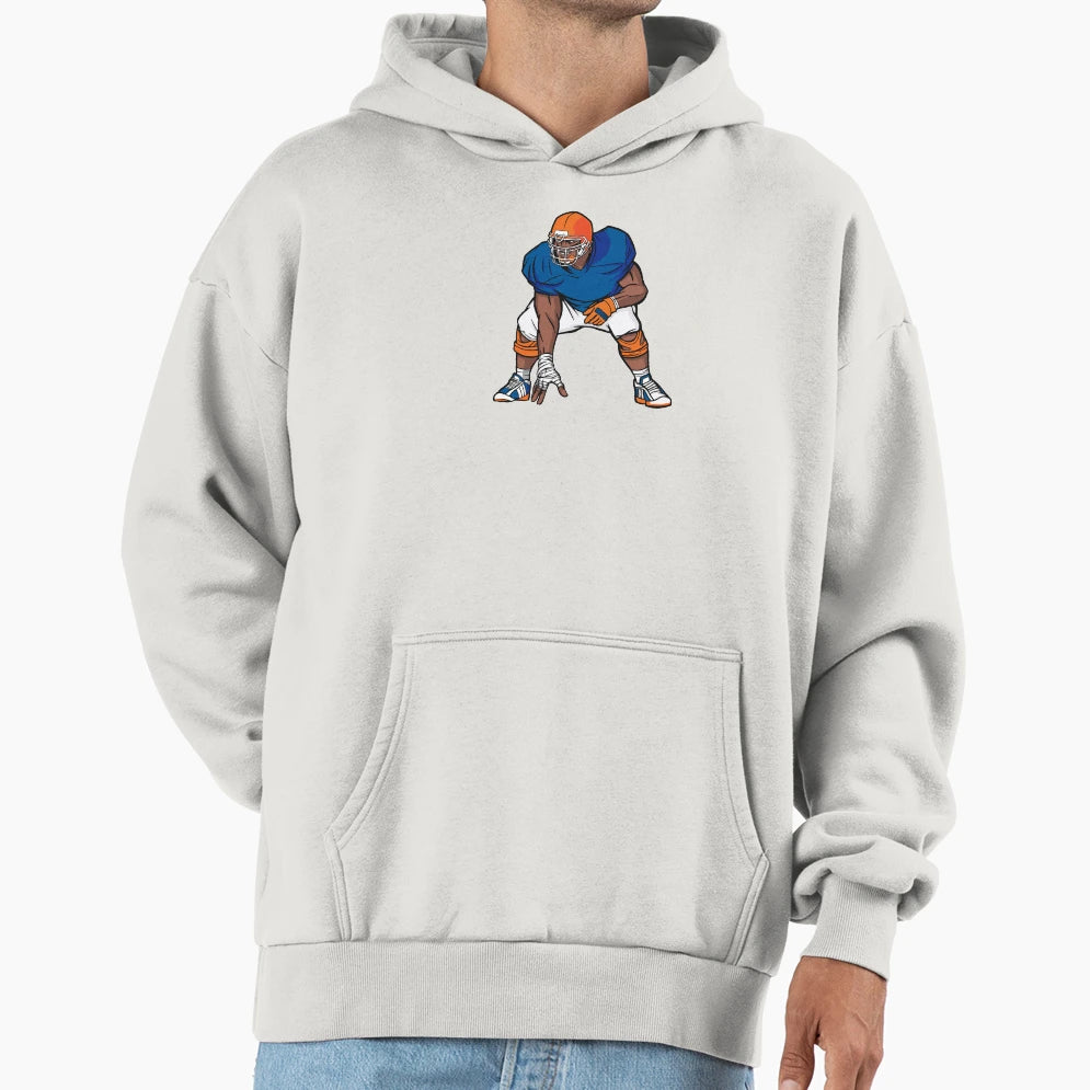 Blue Orange Football Player Hoodie - Custom Art Print for Adults - T-Shirt, Sweatshirt, Hoodie