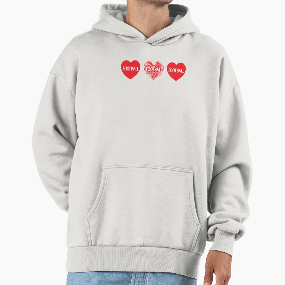 Love Football Hearts Hoodie - Minimalist Print Unisex - T-Shirt, Sweatshirt, Hoodie
