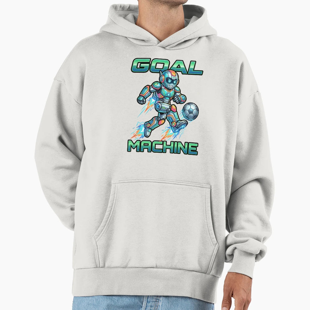 Goal Machine Sci Fi Soccer Robot Hoodie - Fun Novelty Design for Adults - T-Shirt, Sweatshirt, Hoodie