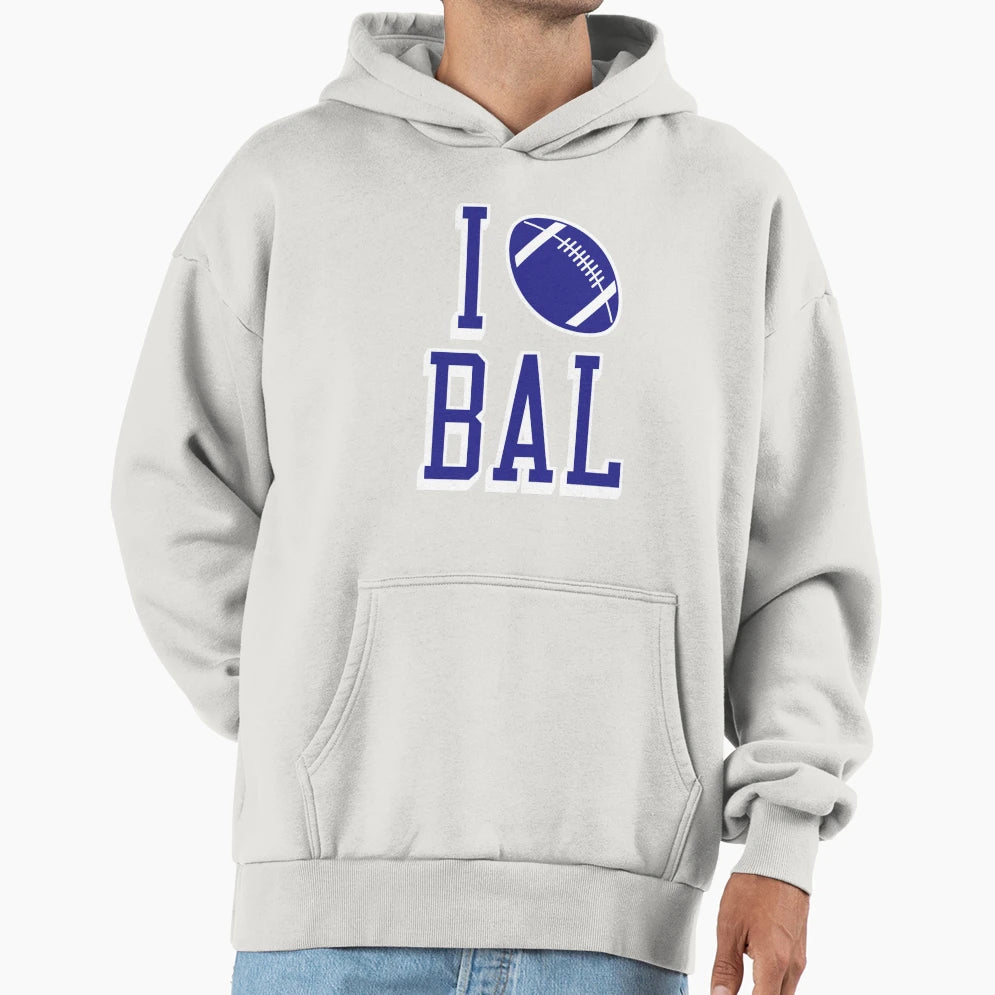 I Love Bal Football Black Hoodie - Streetwear Style Unisex - T-Shirt, Sweatshirt, Hoodie