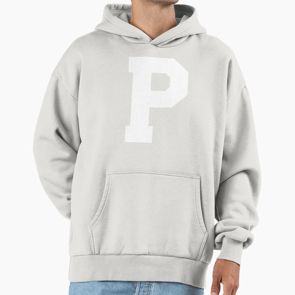 Alphabet White P Sports Letter P Hoodie - Casual Everyday Wear Men Women - T-Shirt, Sweatshirt, Hoodie