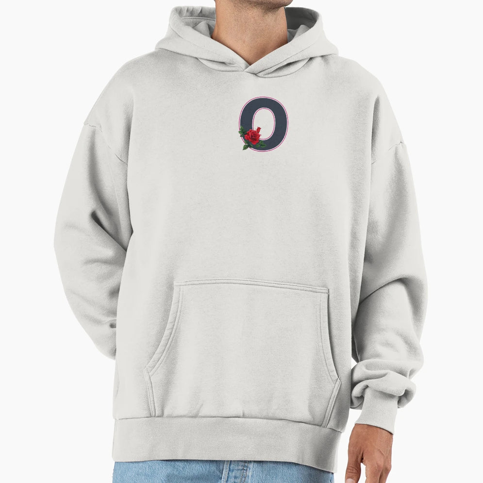 Rose Initial O Letter Romantic Gift Hoodie - Aesthetic Graphic Unisex - T-Shirt, Sweatshirt, Hoodie