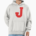 Alphabet Red J Sports Letter J Hoodie - Fun Novelty Design Men Women - T-Shirt, Sweatshirt, Hoodie