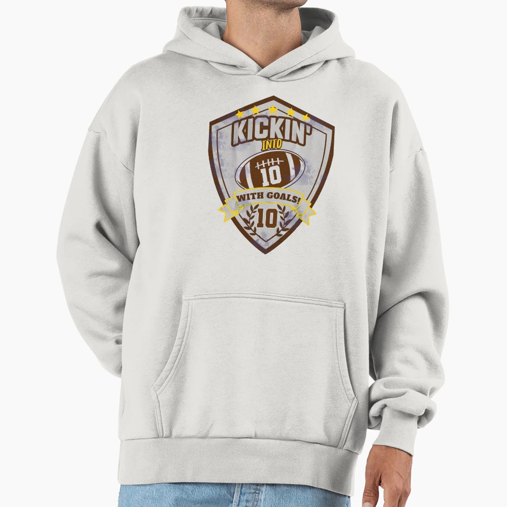 Happy Birthday 10 Year Old Football Hoodie - Custom Art Print for Adults - T-Shirt, Sweatshirt, Hoodie