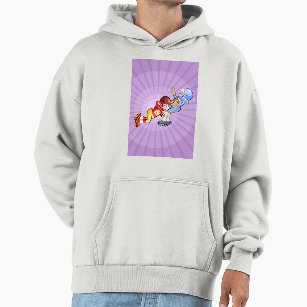 American Football Player Grabs His Hoodie - Fun Novelty Design for Adults - T-Shirt, Sweatshirt, Hoodie