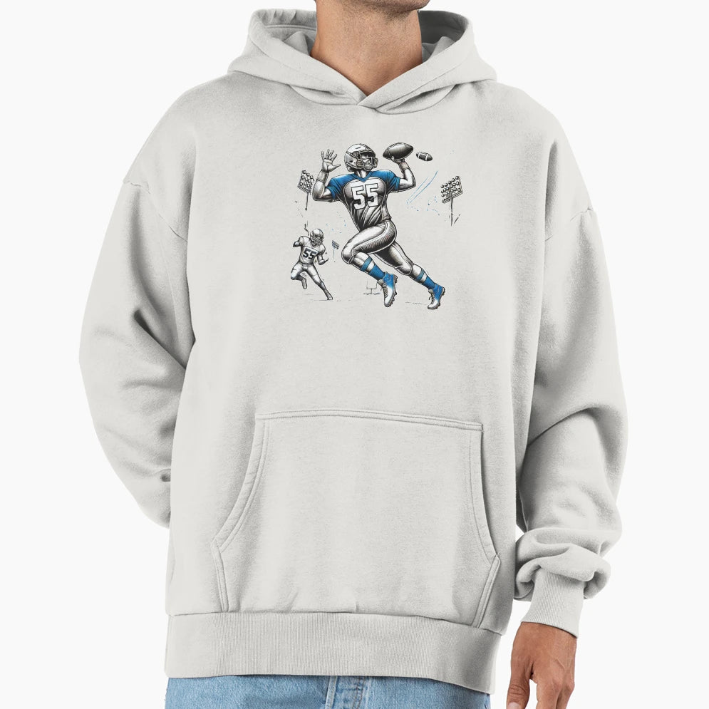 Dynamic Football Throw Hoodie - Graphic Print for Adults - T-Shirt, Sweatshirt, Hoodie