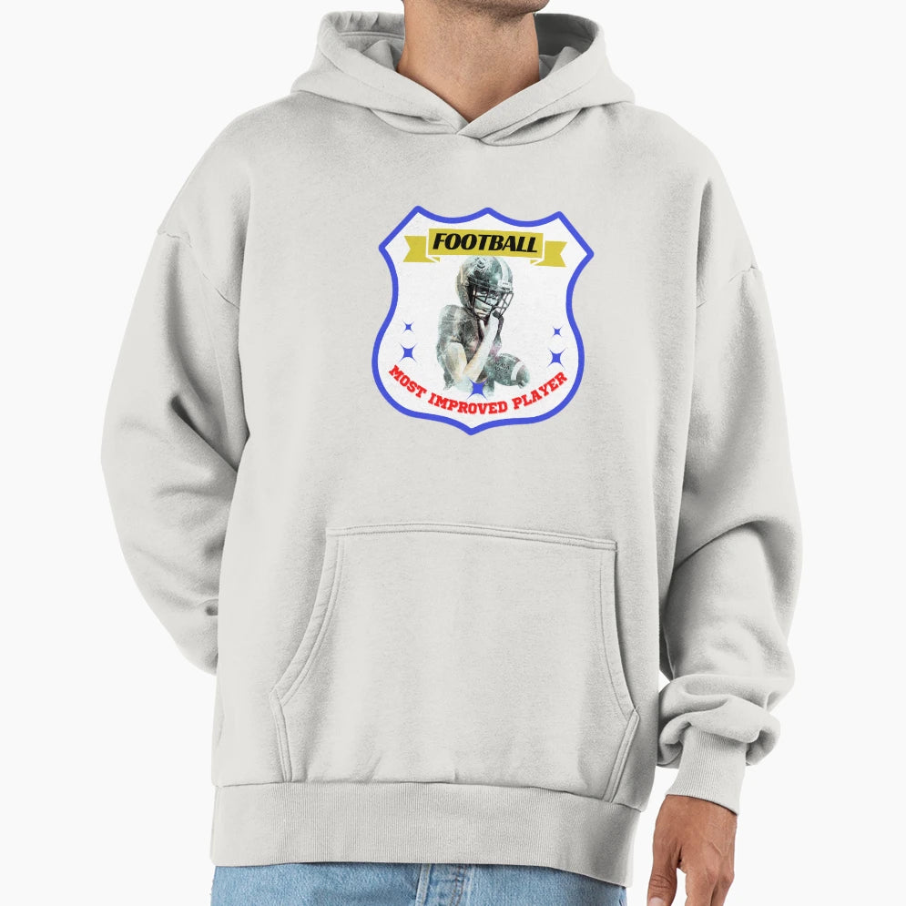 Most Improved Player Crest Football Hoodie - Graphic Print Men Women - T-Shirt, Sweatshirt, Hoodie
