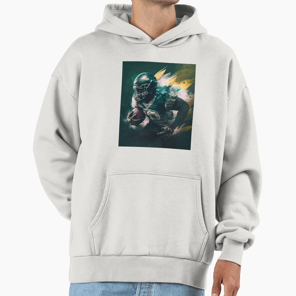 Dynamic American Football Player Hoodie - Fun Novelty Design Men Women - T-Shirt, Sweatshirt, Hoodie