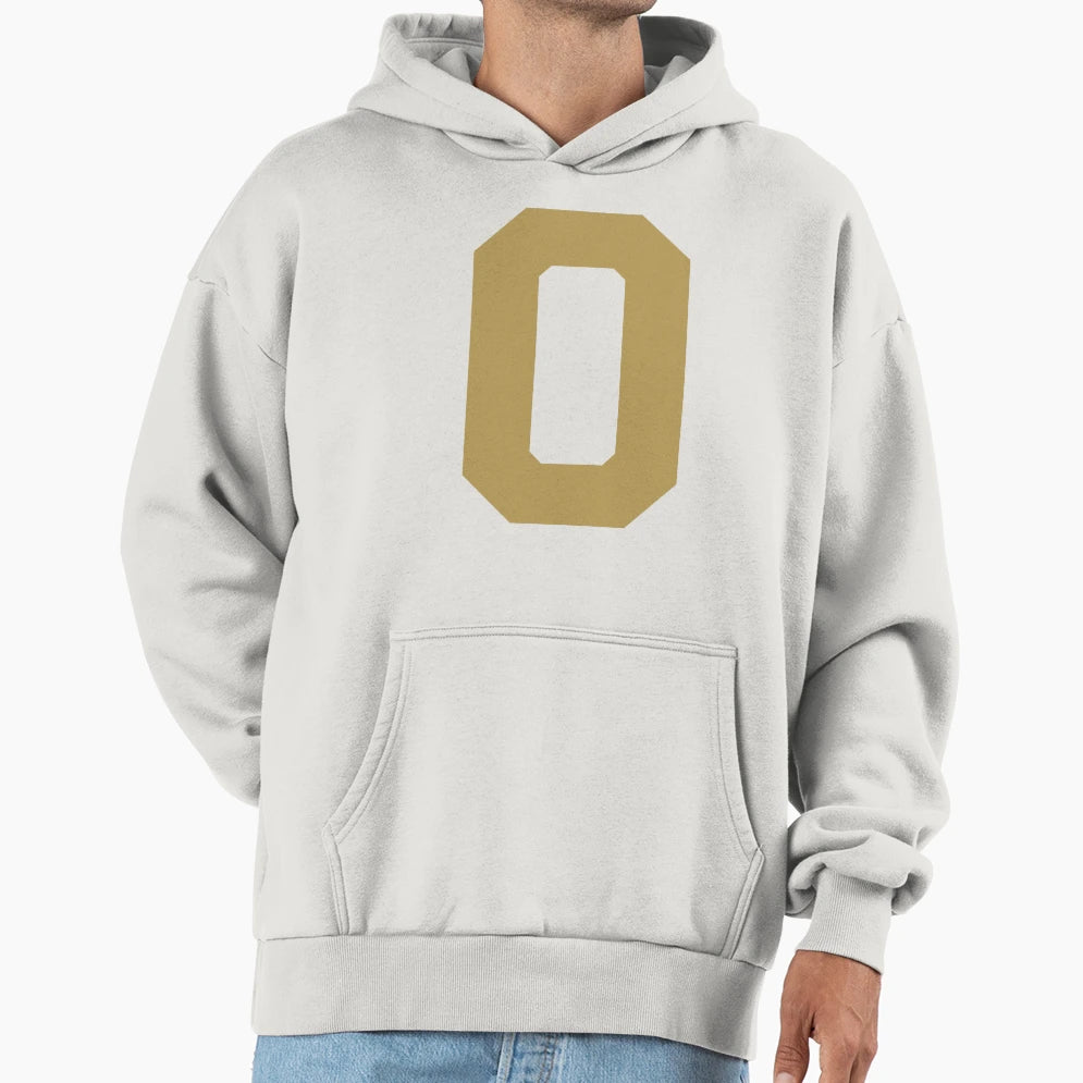 Number 0 Gold Zero Sports Number 0 Hoodie - Minimalist Print for Adults - T-Shirt, Sweatshirt, Hoodie