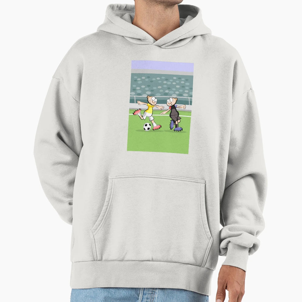 Soccer Player Hits Ball Hard Hoodie - Minimalist Print for Adults - T-Shirt, Sweatshirt, Hoodie