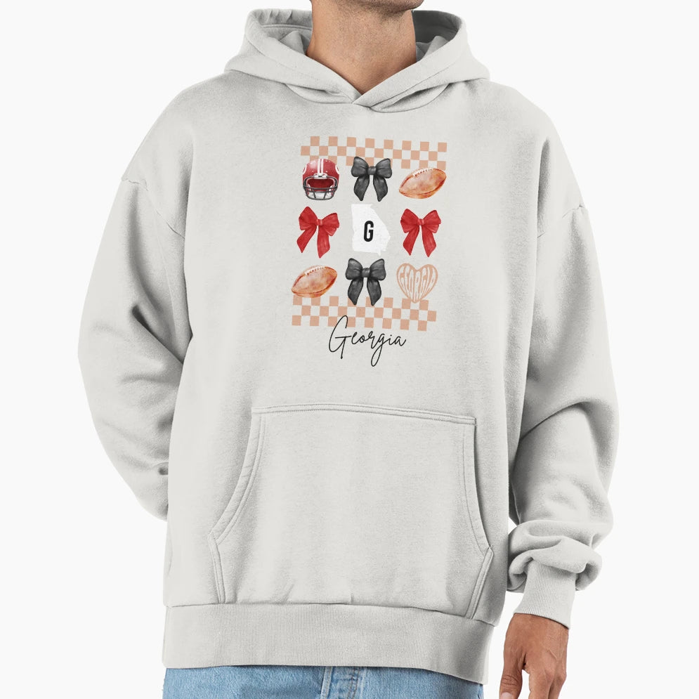Bows Checkerboard And Georgia Hoodie - Aesthetic Graphic for Adults - T-Shirt, Sweatshirt, Hoodie