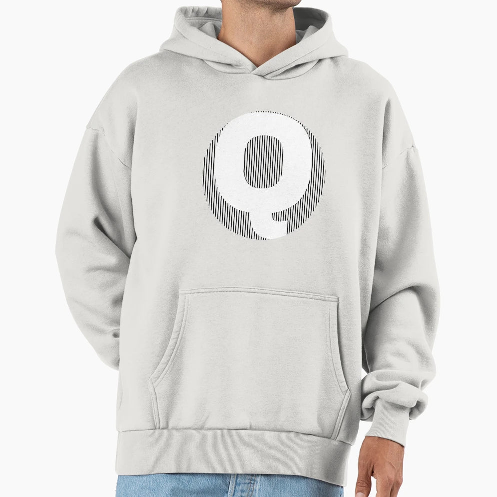 Letter White Q Hoodie - Graphic Print Unisex - T-Shirt, Sweatshirt, Hoodie