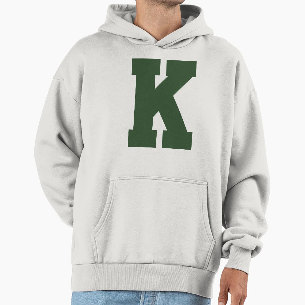 Alphabet Green K Sports Letter K Hoodie - Unique Graphic for Adults - T-Shirt, Sweatshirt, Hoodie