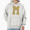 Alphabet Gold M Sports Letter M Hoodie - Aesthetic Graphic for Adults - T-Shirt, Sweatshirt, Hoodie