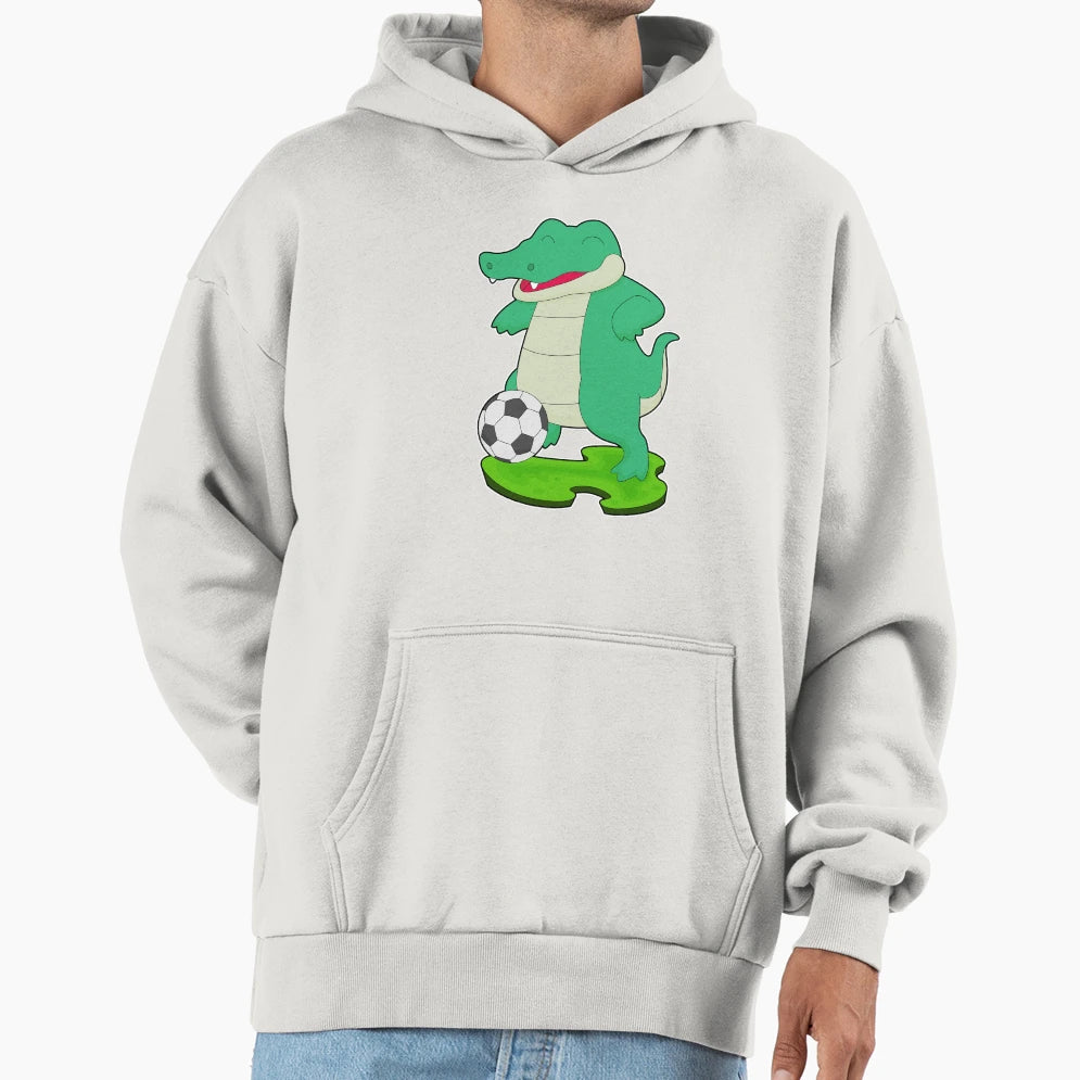 Crocodile Soccer Player Soccer Hoodie - Trendy Graphic Unisex - T-Shirt, Sweatshirt, Hoodie