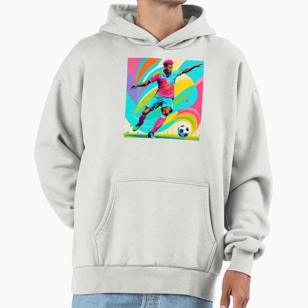 Dynamic And Lively Footballer Art Hoodie - Streetwear Style for Adults - T-Shirt, Sweatshirt, Hoodie