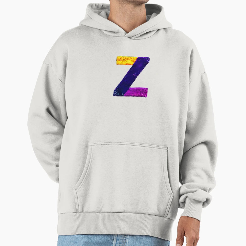 Letter Z Monogram Typography Collage Hoodie - Casual Everyday Wear Unisex - T-Shirt, Sweatshirt, Hoodie
