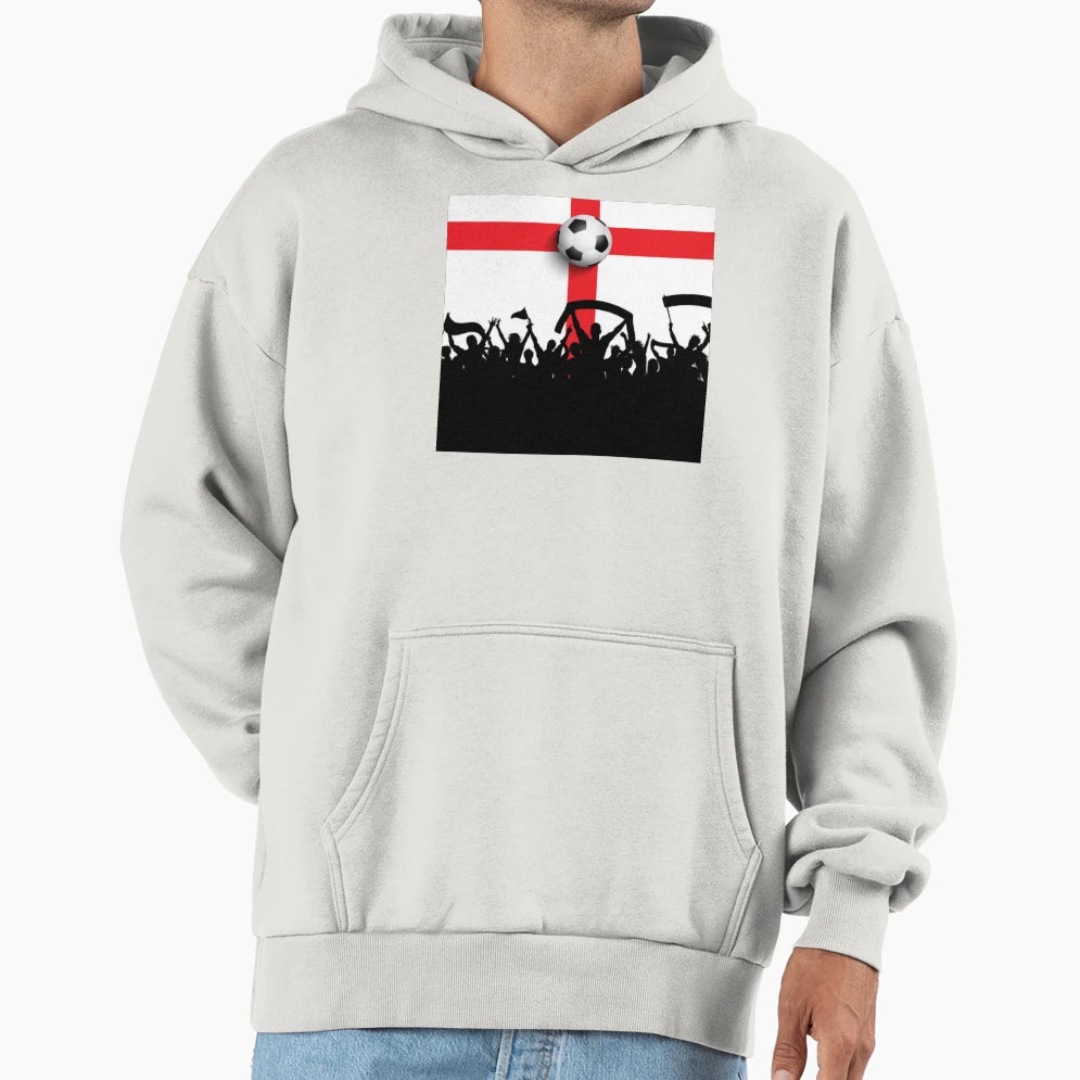 England Football Silhouette Fans Crowd Hoodie - Novelty Apparel Men Women - T-Shirt, Sweatshirt, Hoodie