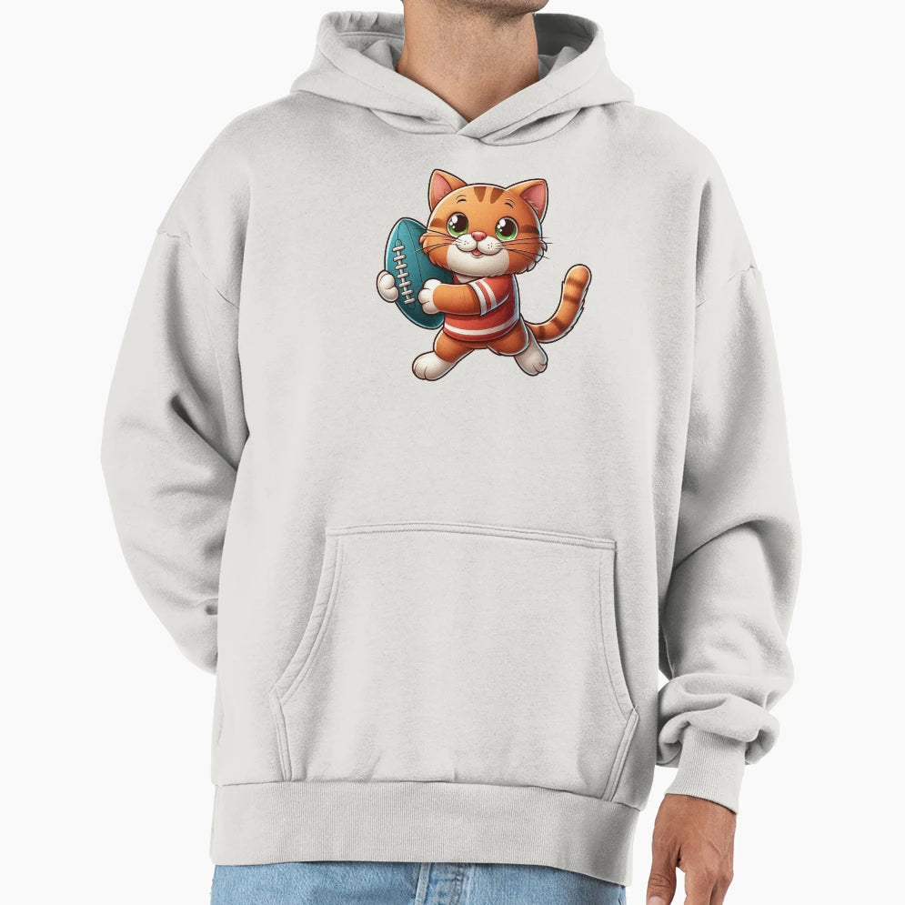 Rugby Cat Hoodie - Novelty Apparel for Adults - T-Shirt, Sweatshirt, Hoodie