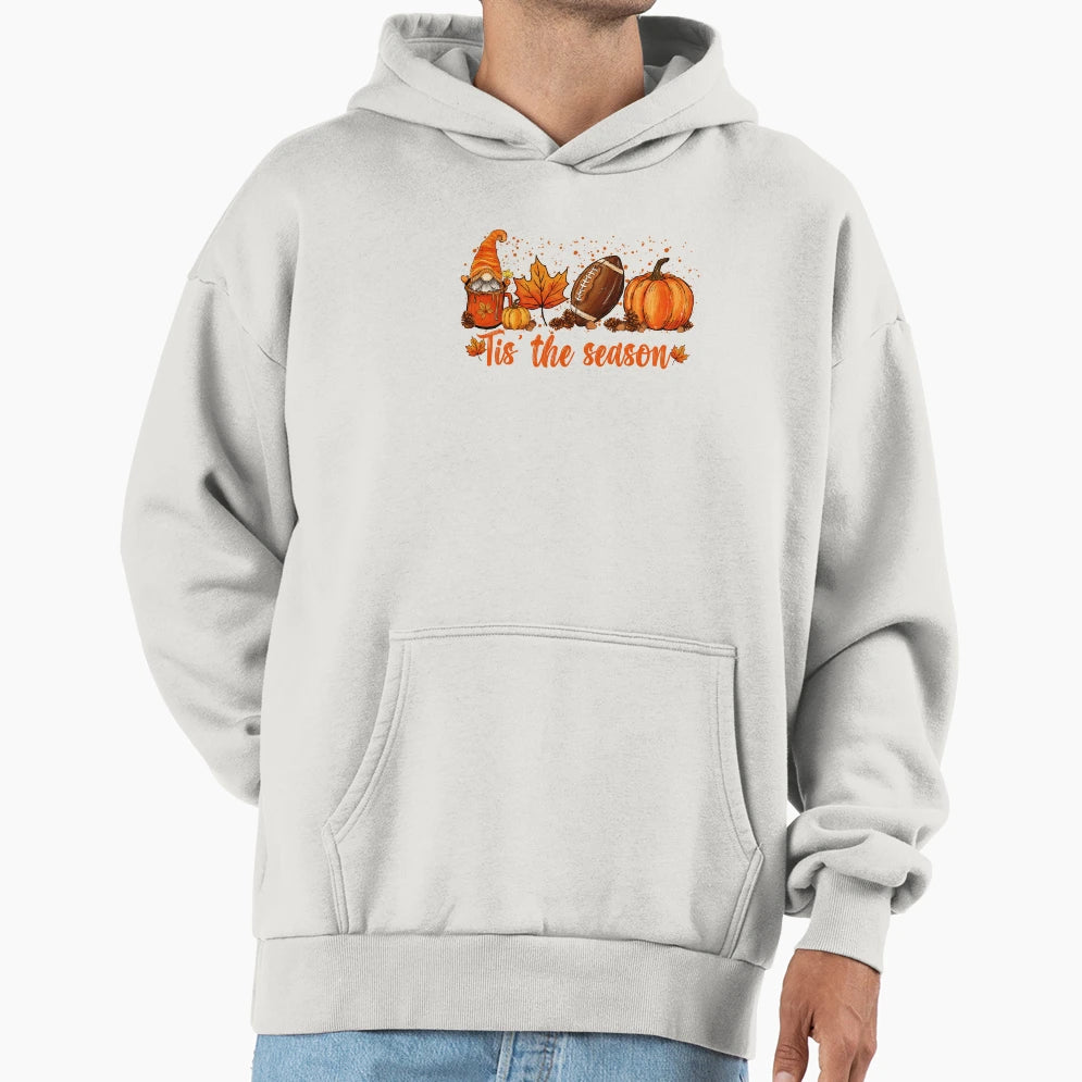 Tis Season Fall Gnome Football Hoodie - Custom Art Print Men Women - T-Shirt, Sweatshirt, Hoodie