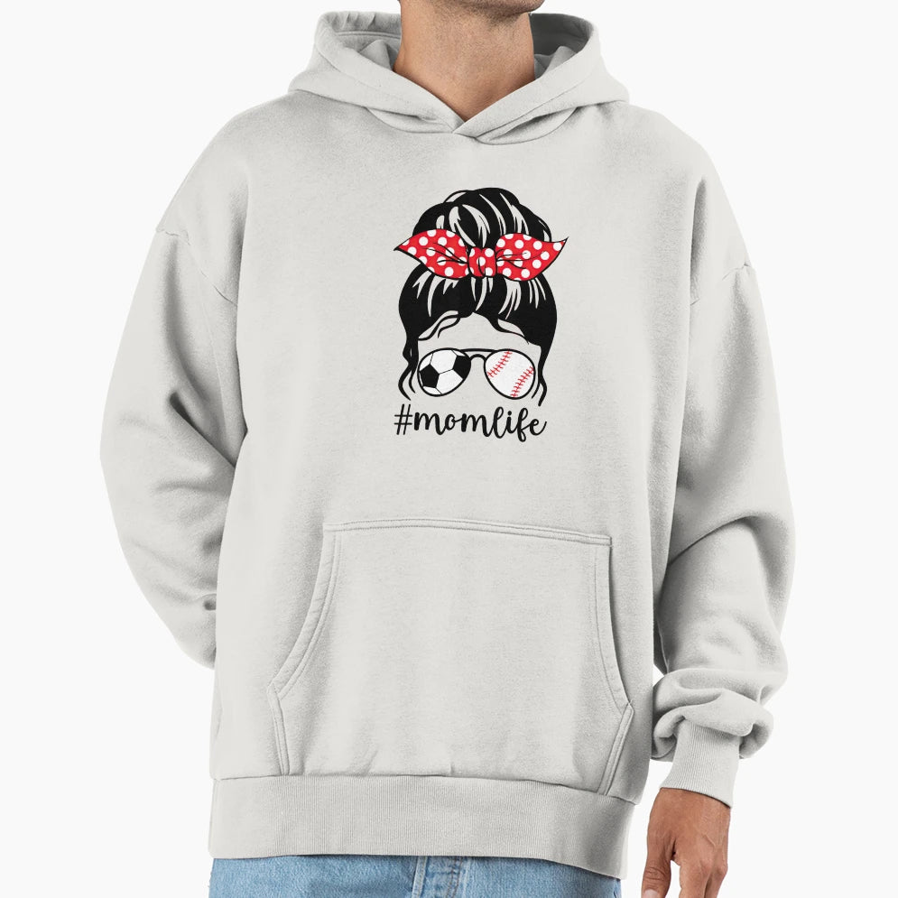 Classy Mom Life Baseball Messy Bun Hoodie - Unique Graphic for Adults - T-Shirt, Sweatshirt, Hoodie
