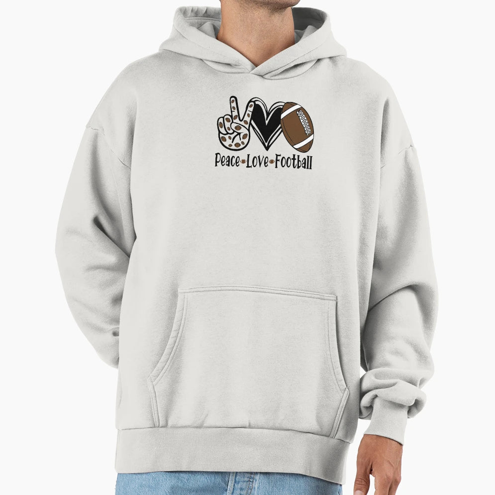 Peace Love Football Gift Football Hoodie - Aesthetic Graphic Unisex - T-Shirt, Sweatshirt, Hoodie