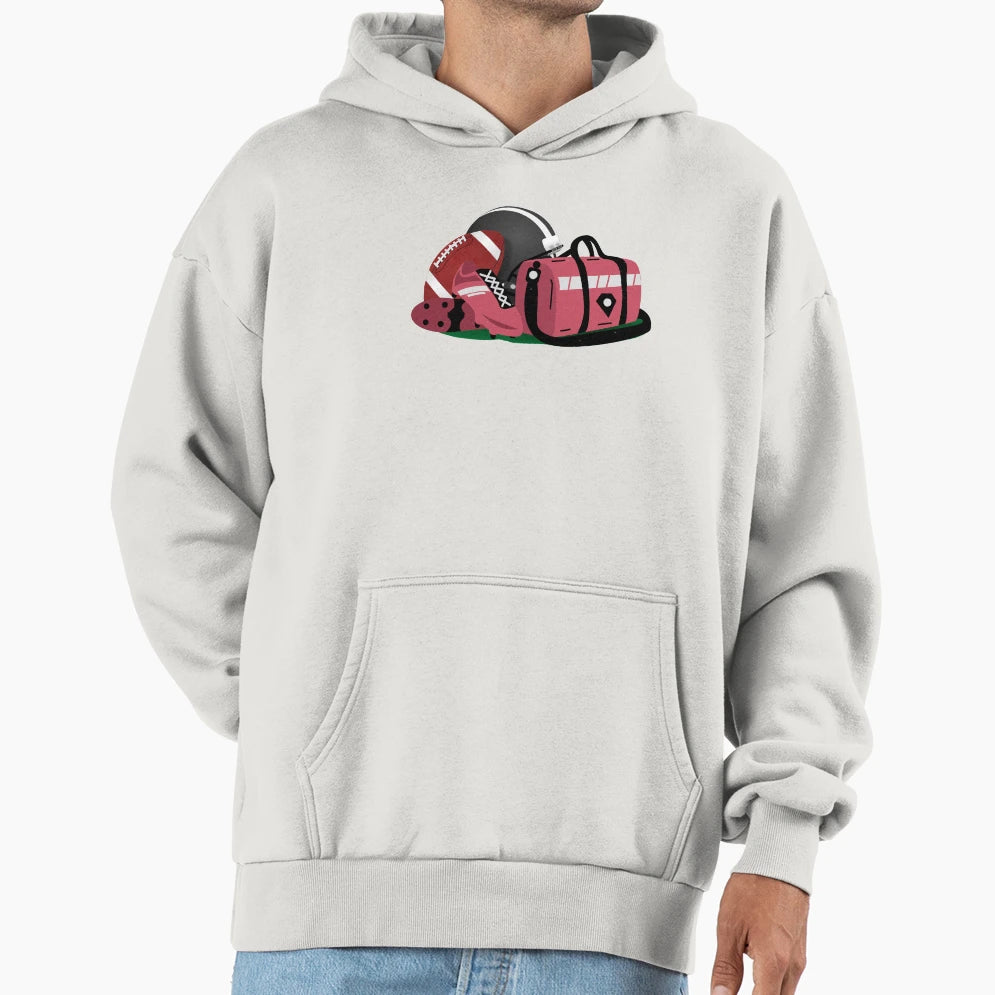 Football Equipment Hoodie - Minimalist Print for Adults - T-Shirt, Sweatshirt, Hoodie
