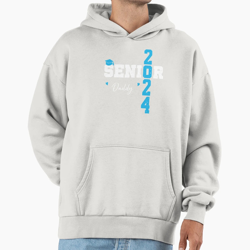 Senior 2024 Daddy Graduate Heart Class Hoodie - Novelty Apparel Men Women - T-Shirt, Sweatshirt, Hoodie