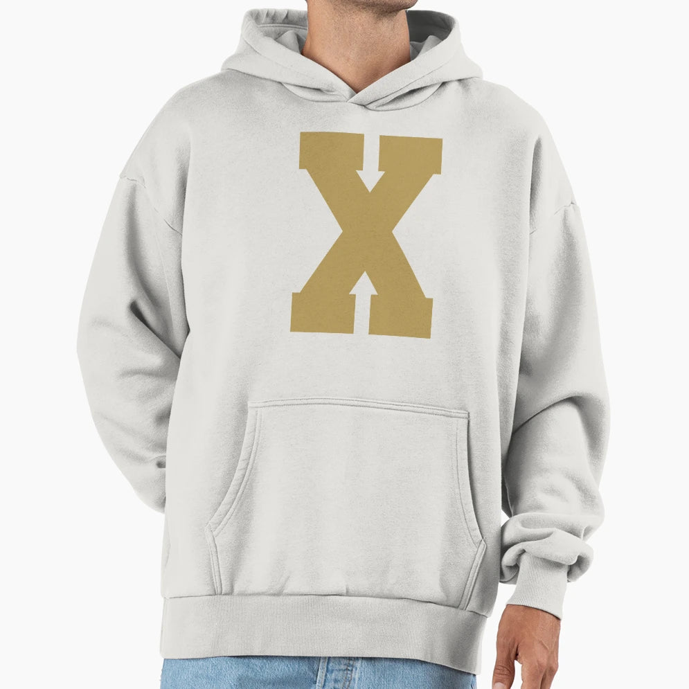 Alphabet Gold X Sports Letter X Hoodie - Streetwear Style for Adults - T-Shirt, Sweatshirt, Hoodie