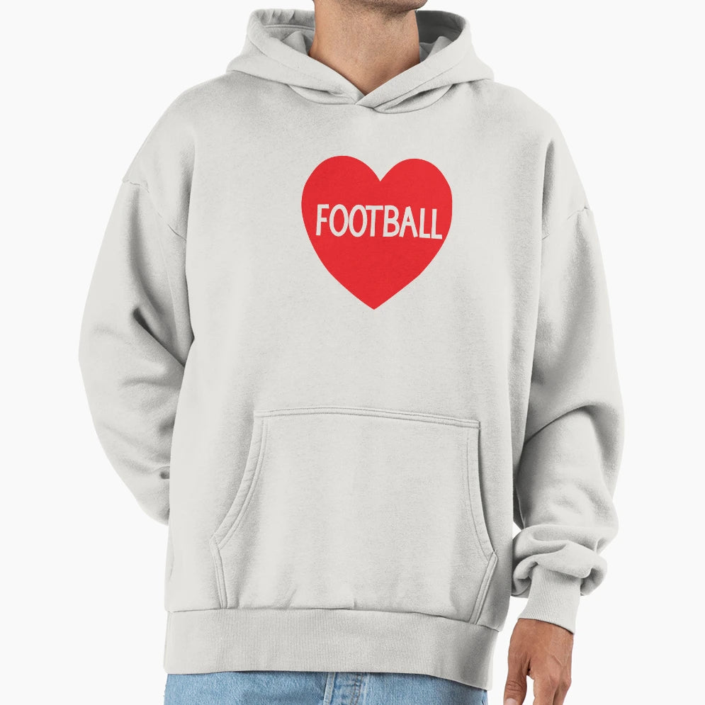 Love Football Heart Hoodie - Novelty Apparel Unisex - T-Shirt, Sweatshirt, Hoodie