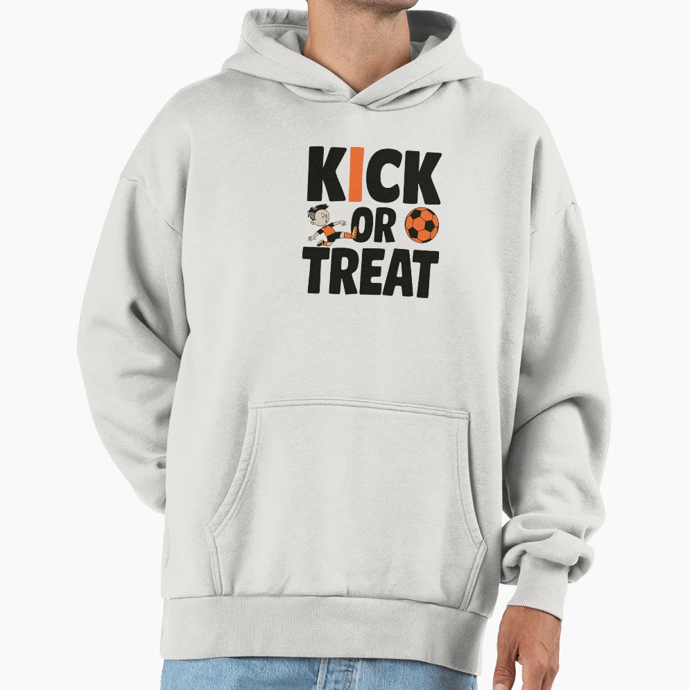 Funny Kick Or Treat Soccer Sports Hoodie - Custom Art Print Unisex - T-Shirt, Sweatshirt, Hoodie